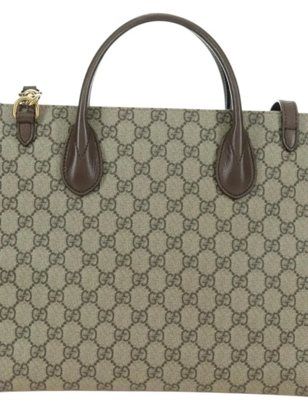 GUCCI GG Supreme Donald duck Hand Bag PVC 2way Beige Gold 648134 Auth